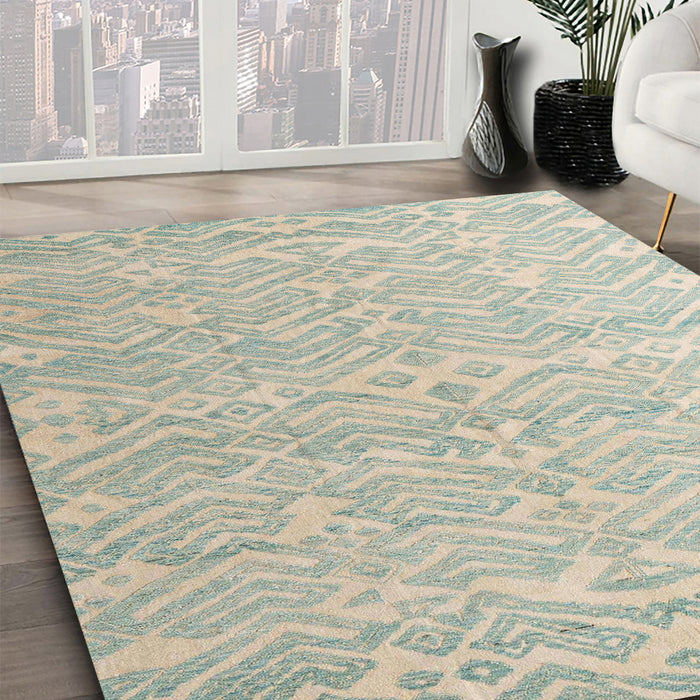 Machine Washable Abstract Sage Green Rug in a Family Room, wshabs4871