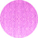 Round Machine Washable Abstract Pink Modern Rug, wshabs4871pnk