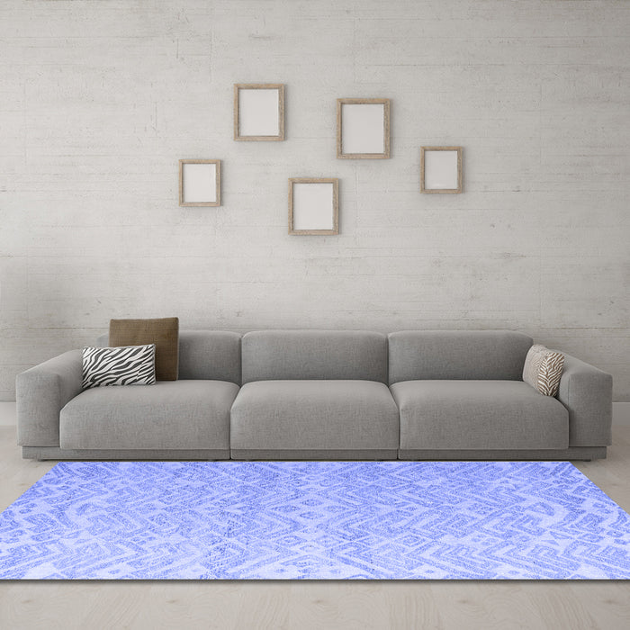 Machine Washable Abstract Blue Modern Rug in a Living Room, wshabs4871blu