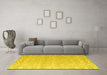 Machine Washable Abstract Yellow Modern Rug in a Living Room, wshabs4871yw