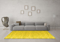 Machine Washable Abstract Yellow Modern Rug, wshabs4871yw