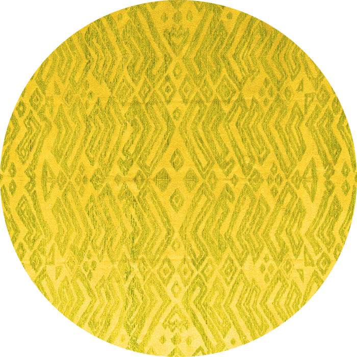 Round Abstract Yellow Modern Rug, abs4871yw