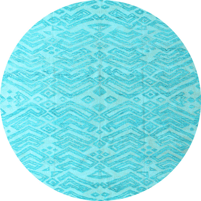 Round Machine Washable Abstract Light Blue Modern Rug, wshabs4871lblu
