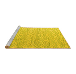 Sideview of Machine Washable Abstract Yellow Modern Rug, wshabs4871yw