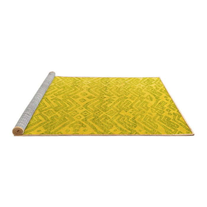 Sideview of Machine Washable Abstract Yellow Modern Rug, wshabs4871yw
