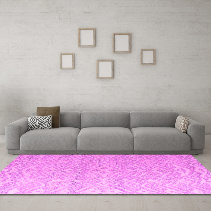 Machine Washable Abstract Pink Modern Rug in a Living Room, wshabs4871pnk