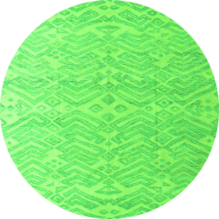 Round Machine Washable Abstract Green Modern Area Rugs, wshabs4871grn