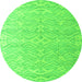 Round Machine Washable Abstract Green Modern Area Rugs, wshabs4871grn