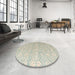 Round Machine Washable Abstract Sage Green Rug in a Office, wshabs4871