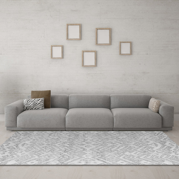 Machine Washable Abstract Gray Modern Rug in a Living Room,, wshabs4871gry