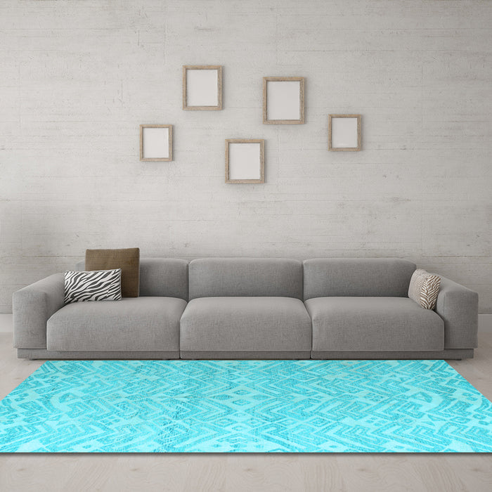 Machine Washable Abstract Light Blue Modern Rug in a Living Room, wshabs4871lblu