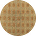 Round Abstract Brown Modern Rug, abs4872brn