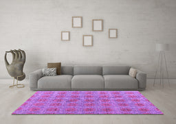 Machine Washable Abstract Purple Modern Area Rugs in a Living Room, wshabs4872pur