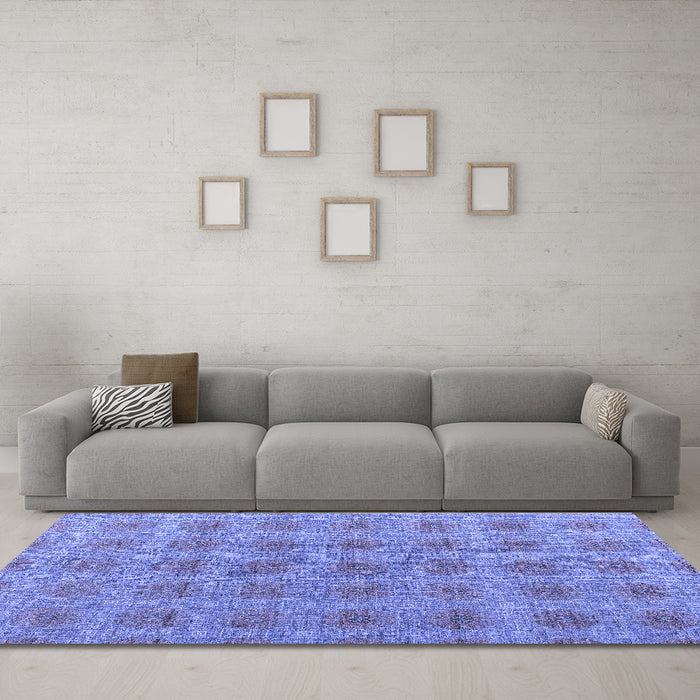 Machine Washable Abstract Blue Modern Rug in a Living Room, wshabs4872blu