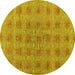 Round Machine Washable Abstract Yellow Modern Rug, wshabs4872yw