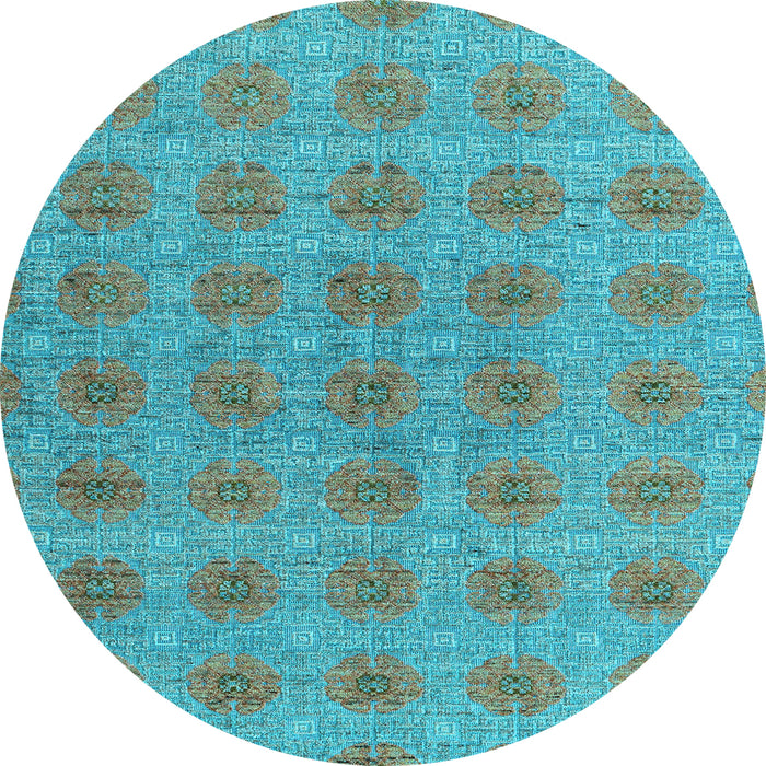 Round Abstract Light Blue Modern Rug, abs4872lblu