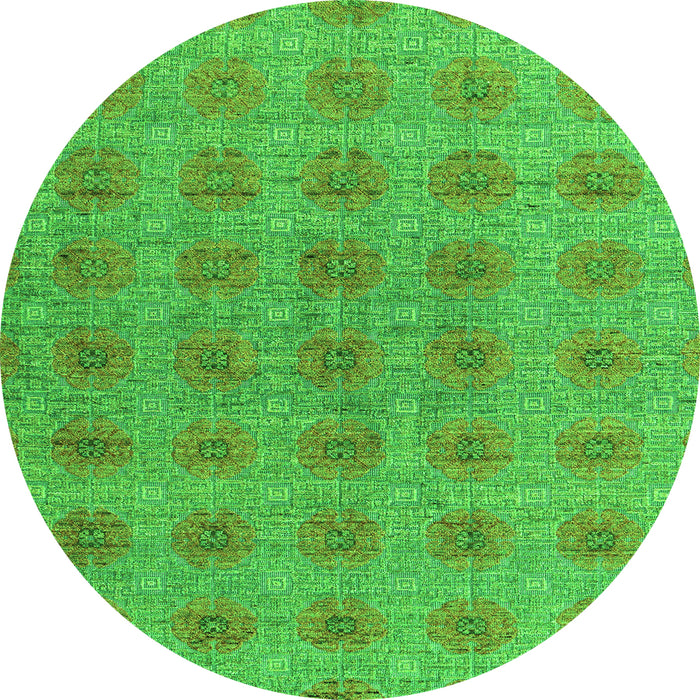 Round Machine Washable Abstract Green Modern Area Rugs, wshabs4872grn
