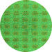 Round Machine Washable Abstract Green Modern Area Rugs, wshabs4872grn