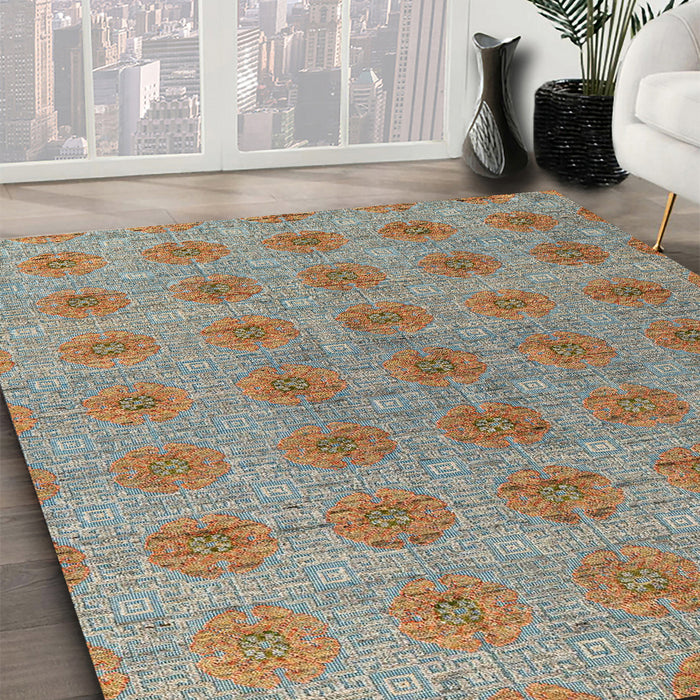 Abstract Brown Modern Rug in Family Room, abs4872