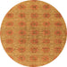 Round Machine Washable Abstract Orange Modern Area Rugs, wshabs4872org