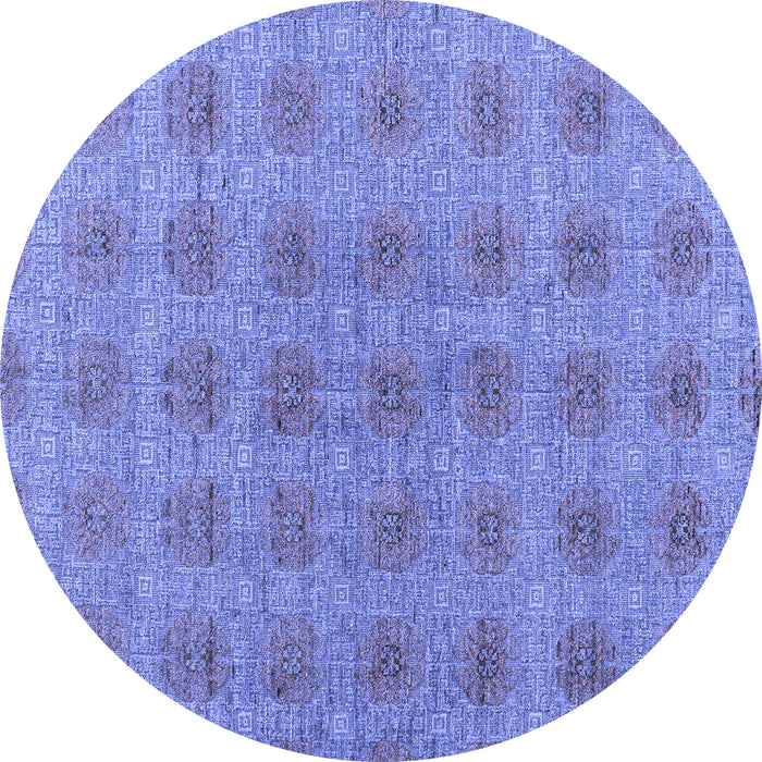Round Abstract Blue Modern Rug, abs4872blu