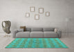 Machine Washable Abstract Turquoise Modern Area Rugs in a Living Room,, wshabs4872turq