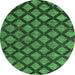 Round Machine Washable Abstract Emerald Green Modern Area Rugs, wshabs4873emgrn