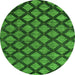 Round Machine Washable Abstract Green Modern Area Rugs, wshabs4873grn