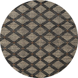 Round Abstract Brown Modern Rug, abs4873