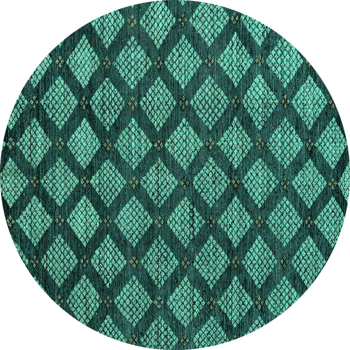 Round Machine Washable Abstract Turquoise Modern Area Rugs, wshabs4873turq