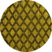 Round Machine Washable Abstract Yellow Modern Rug, wshabs4873yw