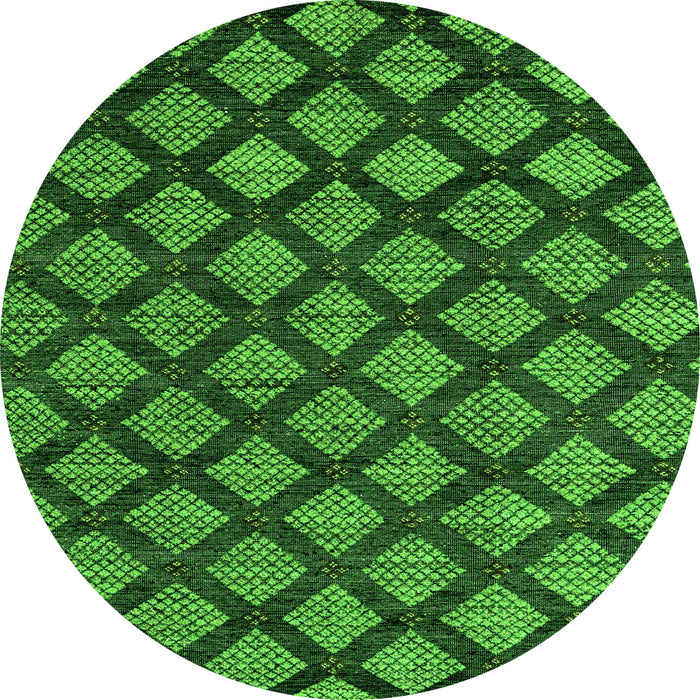 Round Abstract Green Modern Rug, abs4873grn