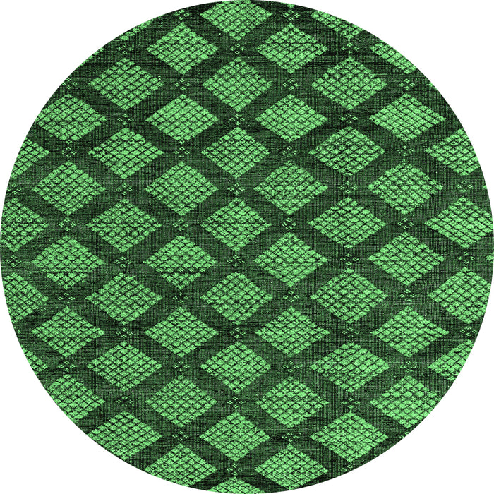 Round Abstract Emerald Green Modern Rug, abs4873emgrn