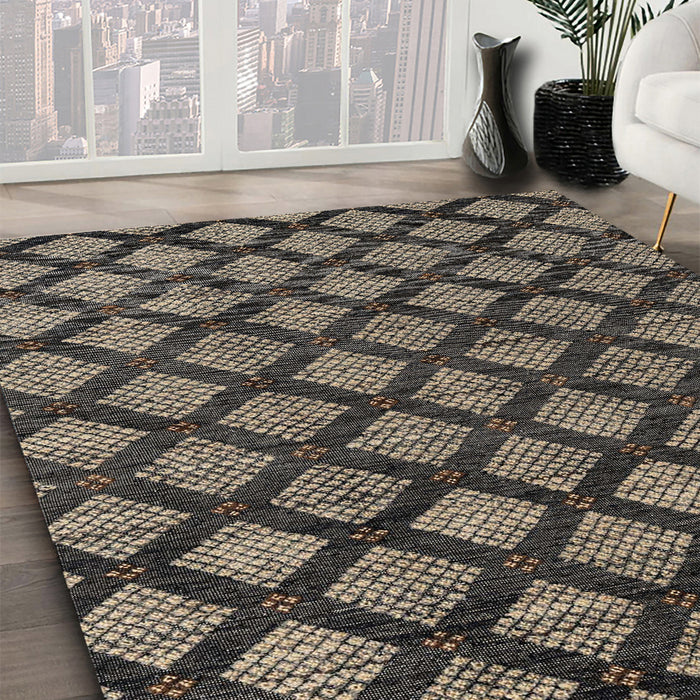 Abstract Brown Modern Rug in Family Room, abs4873