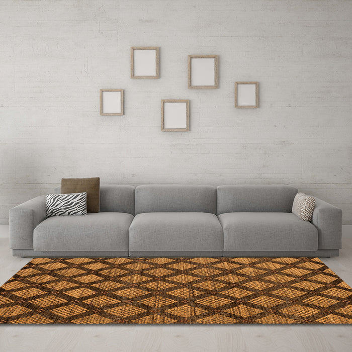 Machine Washable Abstract Orange Modern Area Rugs in a Living Room, wshabs4873org