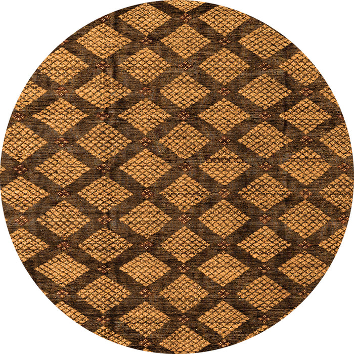 Round Machine Washable Abstract Orange Modern Area Rugs, wshabs4873org