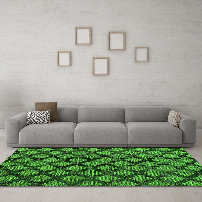 Machine Washable Abstract Green Modern Area Rugs in a Living Room,, wshabs4873grn