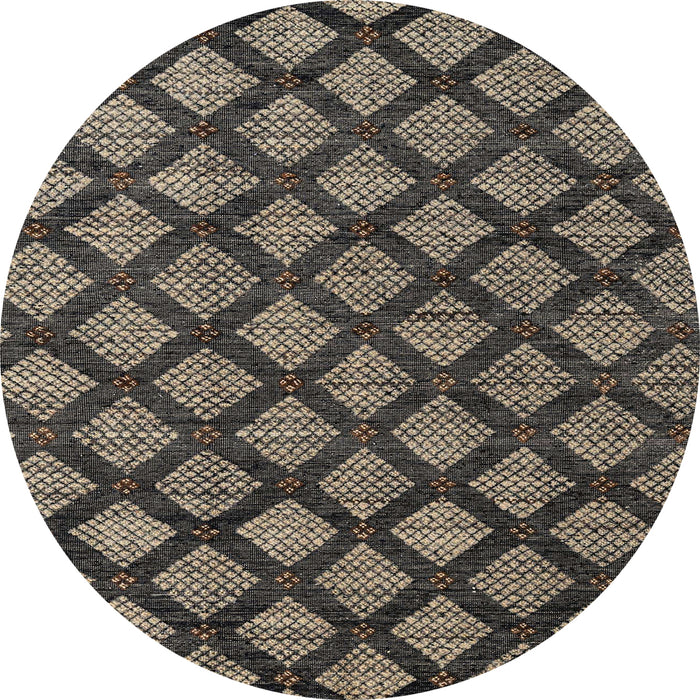 Round Machine Washable Abstract Brown Rug, wshabs4873