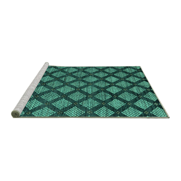 Sideview of Machine Washable Abstract Turquoise Modern Area Rugs, wshabs4873turq