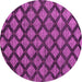 Round Machine Washable Abstract Pink Modern Rug, wshabs4873pnk