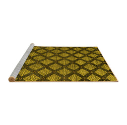 Sideview of Machine Washable Abstract Yellow Modern Rug, wshabs4873yw