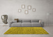 Machine Washable Abstract Yellow Modern Rug in a Living Room, wshabs4874yw