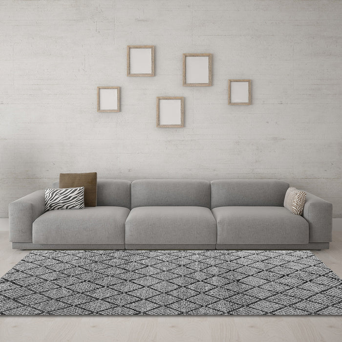 Machine Washable Abstract Gray Modern Rug in a Living Room,, wshabs4874gry