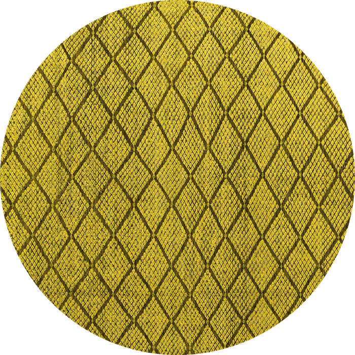 Round Abstract Yellow Modern Rug, abs4874yw