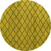 Round Abstract Yellow Modern Rug, abs4874yw