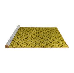 Sideview of Machine Washable Abstract Yellow Modern Rug, wshabs4874yw