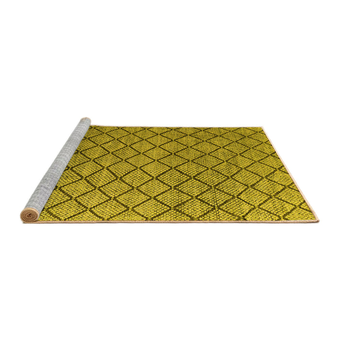Sideview of Machine Washable Abstract Yellow Modern Rug, wshabs4874yw