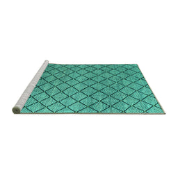 Sideview of Machine Washable Abstract Turquoise Modern Area Rugs, wshabs4874turq