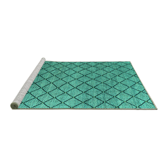 Sideview of Machine Washable Abstract Turquoise Modern Area Rugs, wshabs4874turq