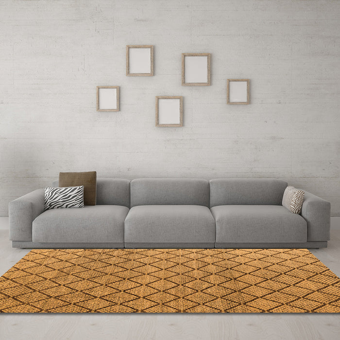 Machine Washable Abstract Orange Modern Area Rugs in a Living Room, wshabs4874org